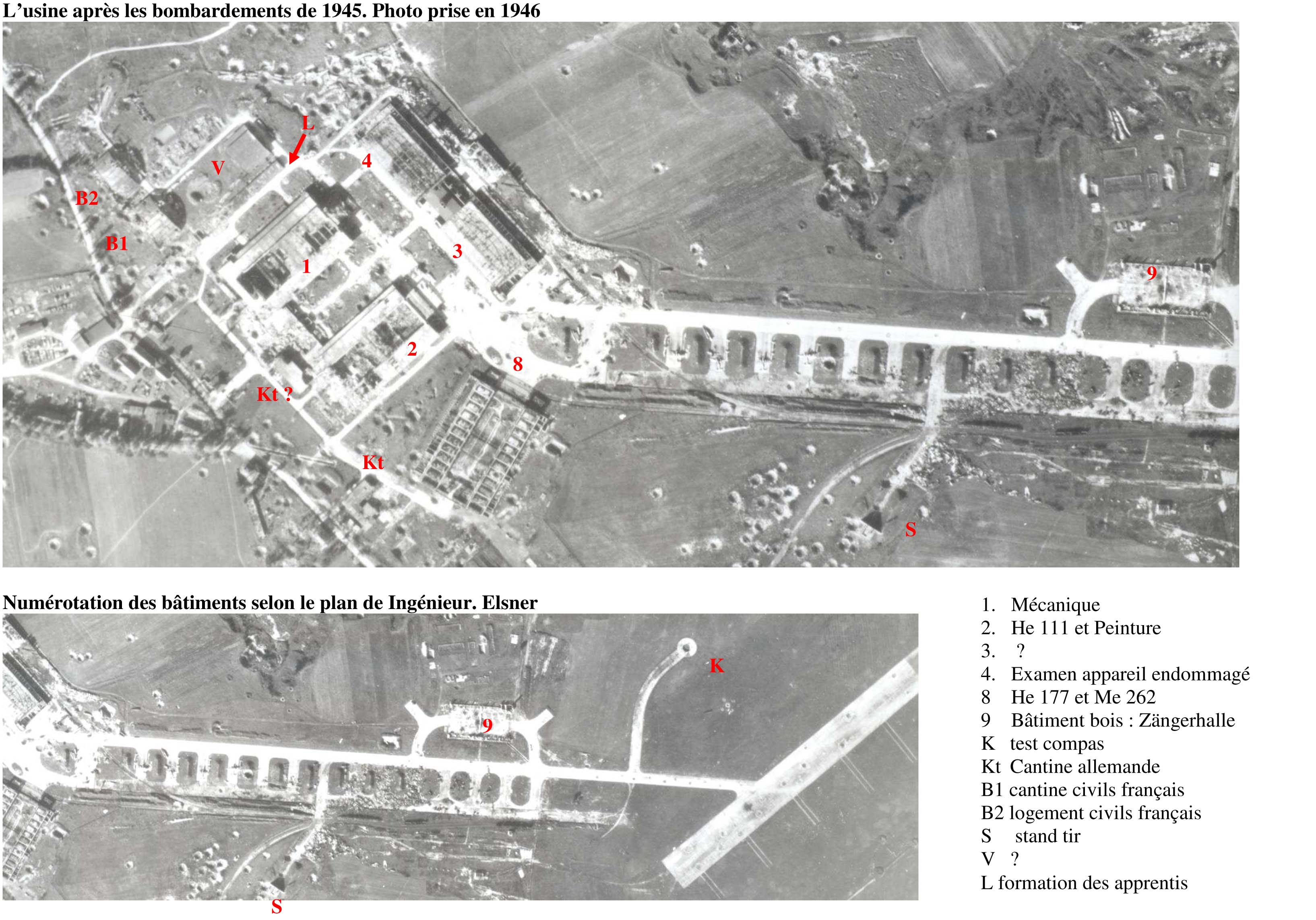 Plan d el'usine d'aviation EGER aprs les bombardements 1945